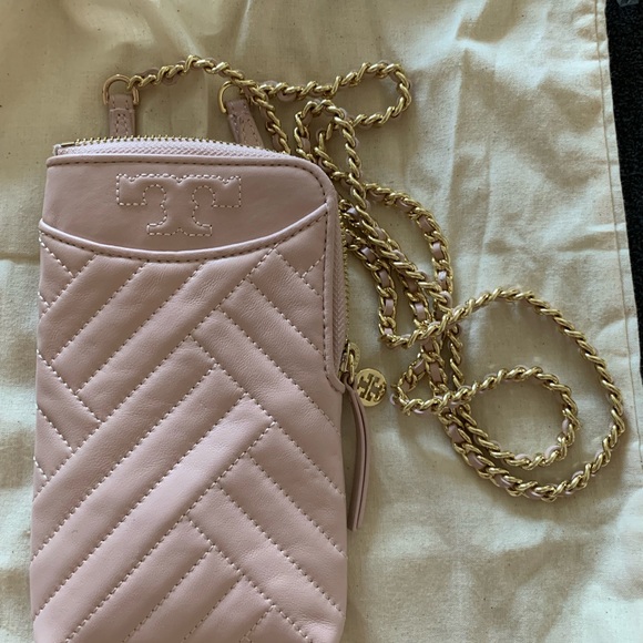 Tory Burch Alexa Phone Crossbody in Shell Pink Nude Beige NEW - Picture 3 of 4